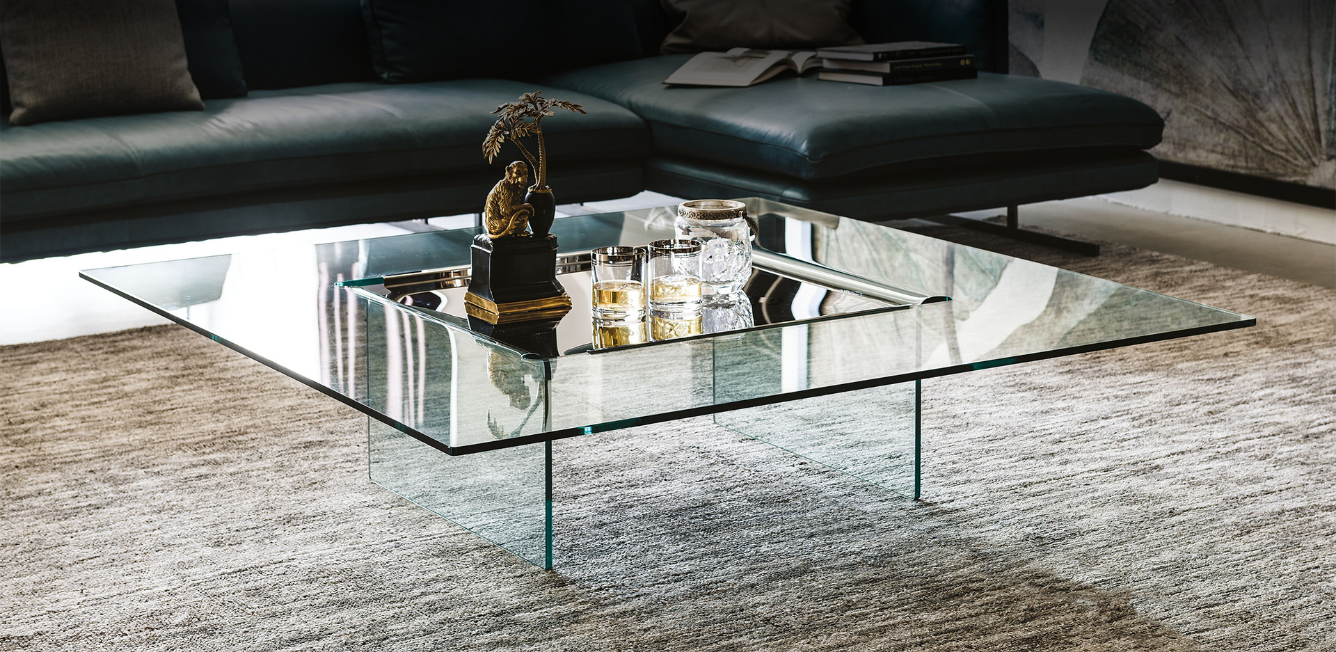 Soldes - Table basse carrée en frêne avec plateau en verre - Tallinn -  Interior's